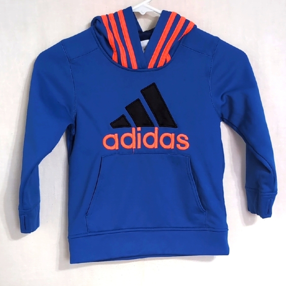 adidas Blue Orange Hooded Sweatshirt Athletic Size Boy's 5 - Picture 1 of 7